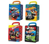 Hot Wheels Metal Carry Case Holds 18 1/64 Scale Cars Tin embossed front New