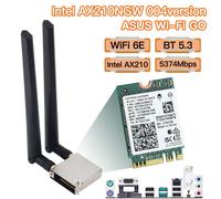Intel AX210 ASUS WiFi Go Network Adapter WiFi 6E Wireless Bluetooth 5.3 5374Mbps WiFi Card For Asus B550 X570 High Gain Antenna