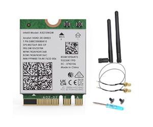 Intel AX210 WiFi 6E Wireless Card, M.2 NGFF, Bluetooth 5.3, 5400Mbps Tri-Band 2.4/5/6GHz, Windows 10/11 64-bit