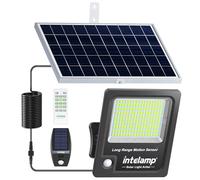 intelamp 12000mAh 3000LM Solar Security Lights wih 5 Metre Cable | PIR Floodlight Separated Trigger & Smart Linked Lighting, Remote Control, IP65 Waterproof for Garden Garage Driveway