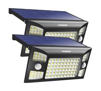 intelamp Dual Sensor Solar Security Flood Light, Remote IP65 Weatherproof