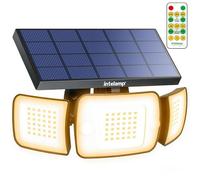 intelamp Solar Security Flood Lights Outdoor Motion Sensor with Remote Control,Waterproof Outdoor Solar Light Warm White for Garden Garage