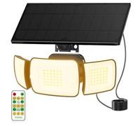 intelamp Solar Security Flood Lights Outdoor Motion Sensor with Remote Control,Waterproof Outdoor Solar Light Warm White with 2.7m Cable for Garden Garage shed