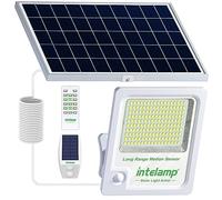 intelamp Solar Security Lights Outdoor, 12000mAh 3000LM PIR Floodlight Separated Trigger & Smart Linked Lighting, IP65 Waterproof, 5 Metre Cable, White for Garden Garage Driveway