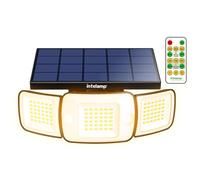 intelamp Solar Warm Light Outdoor 6000mAh Battery Solar Security Motion Sensor Light with Remote Control High Brightness IP65 Waterproof LED Flood Lights Garden Lights
