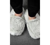 Warmies Grey Marshmallow Heatable Slippers - Microwaveable, Lavender Scented, One Size UK 3-8, Soft Plush, Non-Slip Sole, Indoor Use