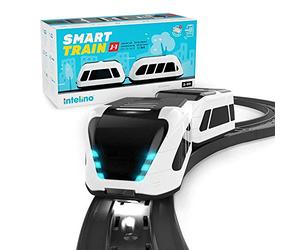 intelino J-1 Smart Train Starter Set - Robot Toy Train That Teaches Coding Through Play - Wooden Train Set Compatible - Works Screen-Free and App-Connected - Ages 3+