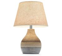 INTELIVE 10" H Small Rechargeable Cordless Ceramic Table Lamp with Remote, RGB & Warm White Light, Timer & Dimmer, Battery Table Lamp with Linen Shade for Patio, Bedroom, Living Room, Dining Table