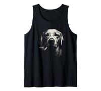 Intellectual Dog with Glasses and Pipe Stipple Art Tank Top