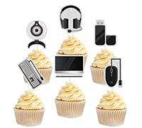 Intelligence Computer Cupcake Topper - 18pcs Mouse Keyboard Headphone Cupcake Picks - Computer Theme Birthday Baby Shower Party Decorations for Boys Girls Kids
