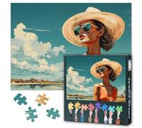 Intelligence Fashion Woman Puzzle as Gifts for Family Friends 1000 Pieces Puzzles for Adults Woman and Fashion at Tropical Beach Jigsaw Puzzles for Adults House Wall Decoration 27.5"X19.7"