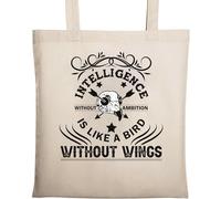 Intelligence Without Ambition is Like Bird Without Wings Natural Ecological Cotton Tote Bag Beige