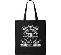 Intelligence Without Ambition is Like Bird Without Wings Natural Ecological Cotton Tote Bag Black