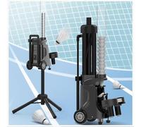 Intelligent Badminton Serve Machine Portable Single Trainer Self-Training Ball Feeder, Badminton Shuttlecock Machine with Wheels,Automatic Badminton Trainer