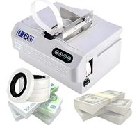 Intelligent Banknote Bundling Machine Currency Strapping Tool Currency Bundle Strapping for Bank, Automatic Small Cross Binding Machine Paper Tape Money Strapping Bundling Money(Machine+43 Rolls)