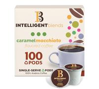 Intelligent Blends Caramel Macchiato Flavoured Coffee Pods 100ct Medium Roasted Recyclable 100% Arabica Coffee Compatible with Keurig K Cups Maker