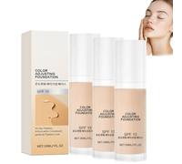 Intelligent Color Correcting Foundation, Liquid Colour Changing Foundation for Mature Skin, Adapts to Your Skin Tone, Lightweight Texture, Medium Coverage, Long-Lasting Natural Finish, 30ml (3PCS)