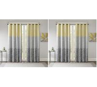 Intelligent Design Adel Blackout Curtain for Bedroom, Casual Single Window Panel for Livingroom, Family, Geometric Grommet Room Darkening Black Out Curtain, Single Panel Only, 50x84, Yellow