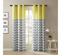 Intelligent Design Alex Chevron Curtains for Living, Modern Contemporary Grommet Room Darkening Bedroom, Geometric Window, 42X63, 2-Panel Pack, Yellow
