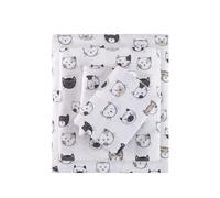 Intelligent Design Cozy Soft 100% Cotton Flannel Print Animals Stars Cute Warm, Ultra Soft Cold Weather Sheet Set Bedding, Twin, Grey/Pink Cats 3 Piece