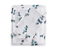 Intelligent Design Cozy Soft 100% Cotton Flannel Print Animals Stars Cute Warm, Ultra Soft Cold Weather Sheet Set Bedding, Queen, Teal Dogs 4 Piece