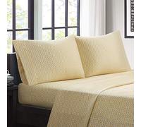 Intelligent Design Microfiber Bed Sheet Set Wrinkle Resistant, Soft Sheets with 12" Pocket, Modern, All Season, Cozy Bedding-Set, Matching Pillow Case, Twin, Yellow Chveron, 3 Piece