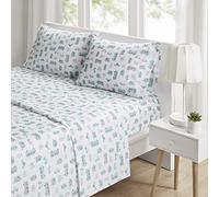 Intelligent Design Microfiber Cozy Bed Sheet Set, Modern All Season Bedding & Pillowcases, Premium 14" Elastic Pocket Fits up to 16" Mattress, Full Grey/Blue Road Trip 4 Piece