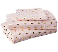 Intelligent Design Microfiber Cozy Bed Sheet Set, Modern All Season Bedding & Pillowcases, Premium 14" Elastic Pocket Fits up to 16" Mattress, Twin XL Blush/Gold Metallic Dot 3 Piece