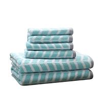Intelligent Design - Nadia Quick Dry, Premium Absorbent Chevron Cotton Towels Bath/Bathroom Set - Ultra Soft Bathroom Towels Set - Teal - 6 Piece Set incl. 2 Shower Towel 4 Hand Towel