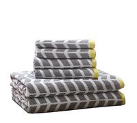 Intelligent Design - Nadia Quick Dry, Premium Absorbent Chevron Cotton Towels Bath/Bathroom Set - Ultra Soft Bathroom Towels Set - Gray - 6 Piece Set incl. 2 Shower Towel 4 Hand Towel