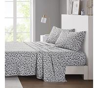 Intelligent Design Printed Microfiber Sheet Set, Soft Modern Bedroom Decor, Elastic Deep Pocket, All Season, Lightweight, Breathable, Cozy Bedding, Matching Pillowcase, King Black Floral 4 Piece