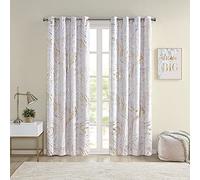 Intelligent Design Rebecca Total Blackout Curtains Metallic Marble Print Grommet Top Living Room Decor Thermal Insulated Light Blocking Window Drape for Bedroom, Apartments, 63" Panel, Blush/Gold