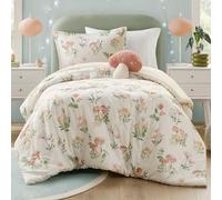Intelligent Design Twin Comforter Set, Whimsical Floral & Mushroom Cottage Design, Microfiber Lightweight All Seasons Down Alternative Bedding, Sham & Décor Pillow, Gwen, Twin/Twin XL Green 3 Piece
