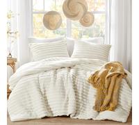 Intelligent Design Twin Comforter Sett, Plush Bedding, Microfiber Reverse, 2 Piece, Lightweight, Super Soft Ribbed Velvet Comforter 1 Sham, All Season Fluffy Bed Set, Avril, Twin/Twin XL Ivory