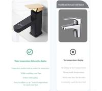 Intelligent Display Basin Faucet with Touch Control, Hot and Cold Water Mixer Tap, Stainless Steel Bathroom Sink Fixture, Real- Dig(Black Gold)