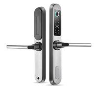 Intelligent Fingerprint Lock, 4-in-1 Smart Door Lock, Adjustable Door Handle, Finger-id, Password Card Reading, with 2 Mechanical Keys, Ideal for Home Security