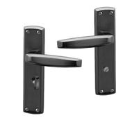 Intelligent Hardware Uap Deco Black Nickel Internal Door Handles Pair- Lever On Backplate Bathroom Set
