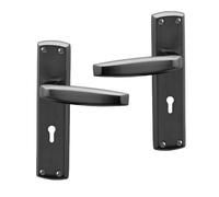 Intelligent Hardware Uap Deco Black Nickel Internal Door Handles Pair- Lever On Backplate Euro Lock Set