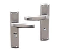 Intelligent Hardware Uap Deco Polished/satin Chrome Internal Door Handles Pair- Lever On Backplate Bathroom Set