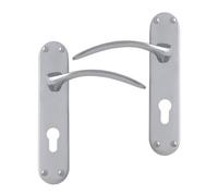 Intelligent Hardware Uap Majestic Satin Chrome Internal Door Handles Pair- Lever On Backplate Euro Lock Set