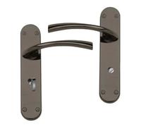 Intelligent Hardware Uap Scimitar Black Nickel Plated Internal Door Handles Pair- Lever On Backplate Bathroom Set