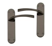 Intelligent Hardware Uap Scimitar Black Nickel Plated Internal Door Handles Pair- Lever On Backplate Latch Set