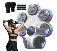 Intelligent Home Wall Mounted Boxing Machine Music Boxing Machine with Gloves and 9 Speed Adjustment Left and right Hook Zones training equipment for Adults Kids in Home and Gym white