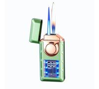 Intelligent induction voice-controlled lighter, transparent visible fuel tank, flame adjustment, fuel filling, dual flame lighter, can be given as a gift to husband or colleague (fuel not included)(Gr