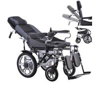 Intelligent Power Motorized Wheelchair for Adults Electric Super Lightweight Folding Portable All Terrain Wheelchair for Home Airline Approved Easy to Transport Battery 12AH (Metal-Grey)