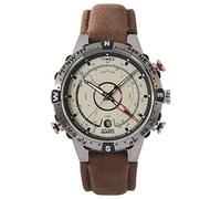 Intelligent Quartz Timex Men's Quartz Strap Watch with Yellow Dial Analogue Display and Brown Leather