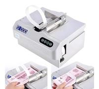 Intelligent Sensor-Controlled Automatic Paper Banding Machine, Multifunctional Paper Strapping Equipment, 2 Secs Per Bundle, 30 Bundles/Min, for Bank, Retail, Tie Bills & Cards(Machine+3 Rolls)
