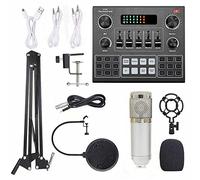 Intelligent Sound Card and Microphone Kit,Multifunctional Live V9 Sound Card and BM800 Suspension Microphone Kit Broadcasting Recording Condenser Microphone Set Intelligent Webcast Live Soun