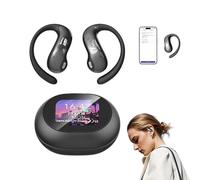 Intelligent Touch Screen Open Bluetooth Earphones, Ai Language Translator Earbuds, Real Time Translator Earbuds, Noise Canceling Open Ear Headphones for Travel and Business (black Translation)