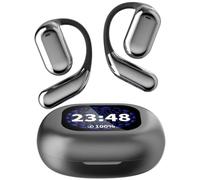 Intelligent Touch Screen Open Bluetooth Earphones, Bluetooth 5.4 Wireless Earbuds, Open Ear Headphones Wireless Bluetooth, Touch Screen Control, Noise Reduction, LED Display (Black)